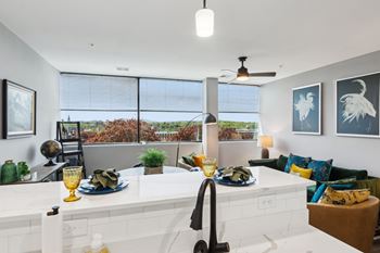 A modern kitchen with a view of manchester nh